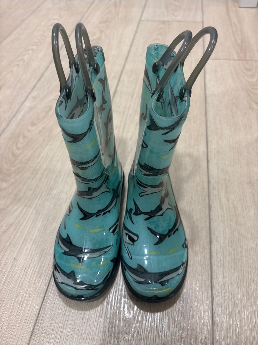 Western Chief Teal Shark Print Kids Rain Boots